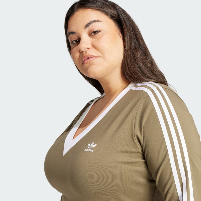 Women's adidas Adicolor Classics 3-Stripes V-Neck Maxi Dress (Plus Size)
