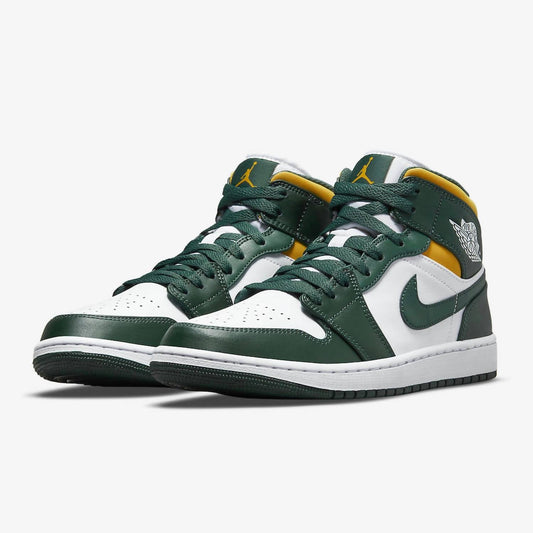 Men's Air Jordan 1 Mid Sneaker Shoe In Noble Green/pollen White