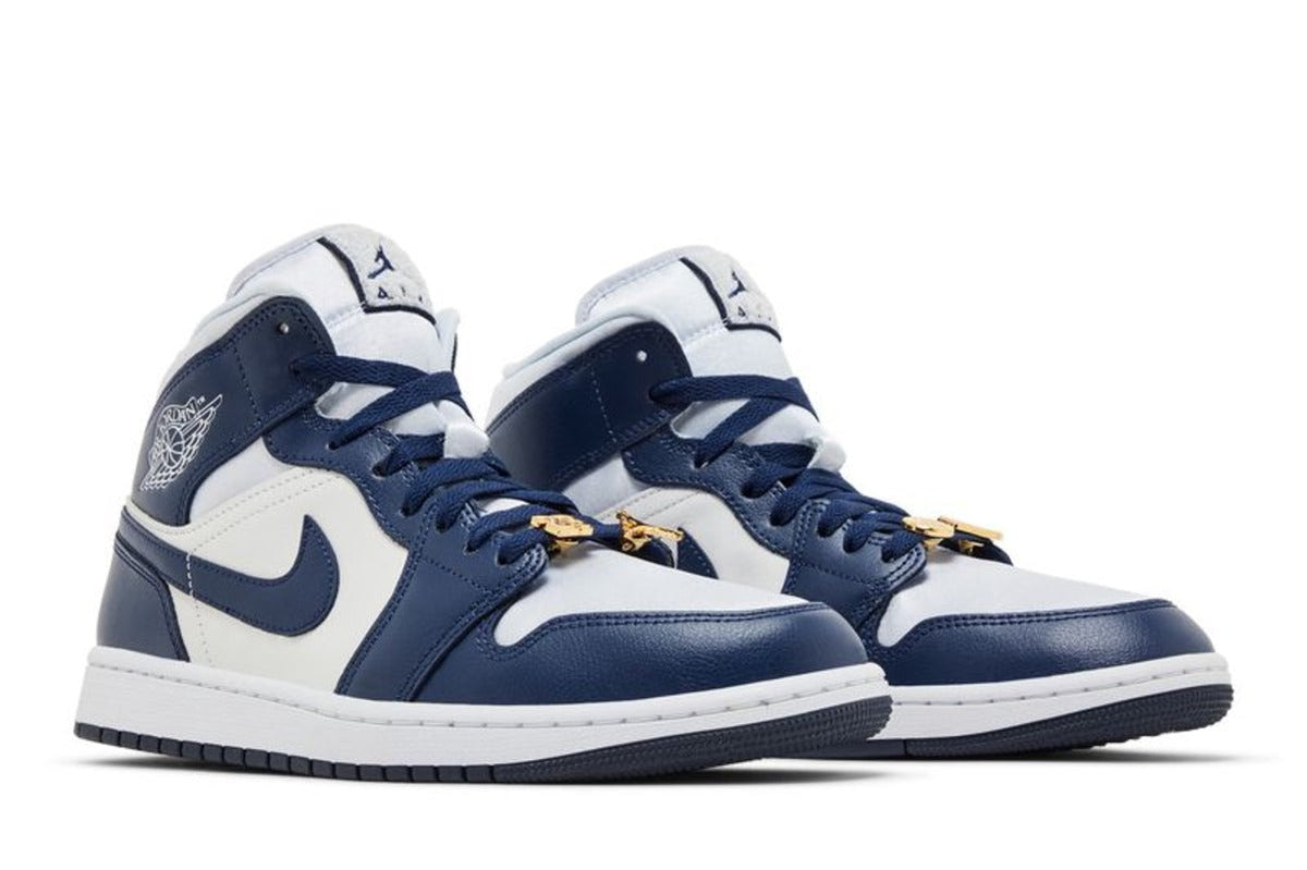 Jordan 1 Mid Football Grey White Midnight Navy (Women's)