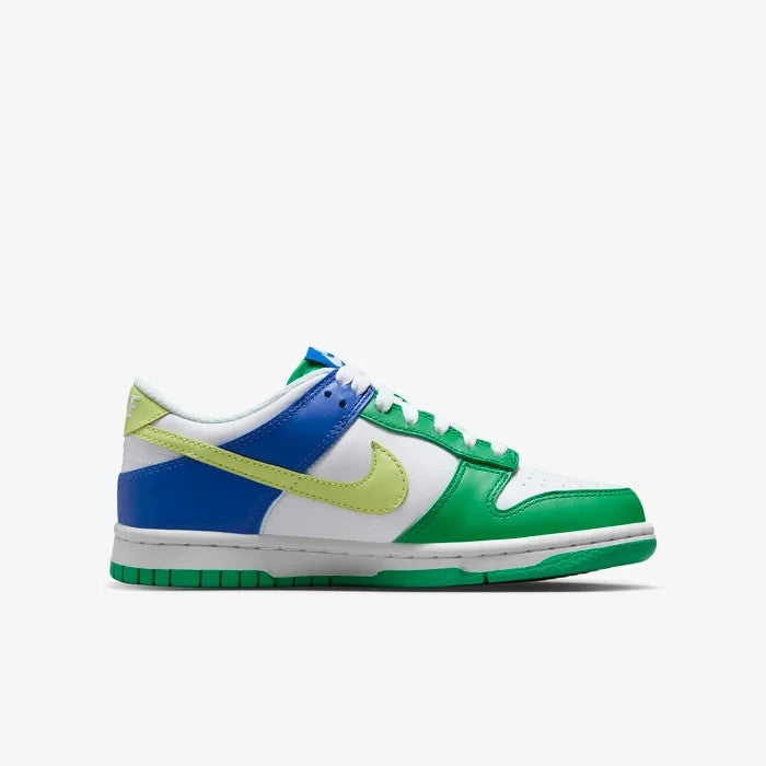Nike Dunk Low FN6973-100 Sneaker Kids US  White Green Leather Lifestyle Shoes