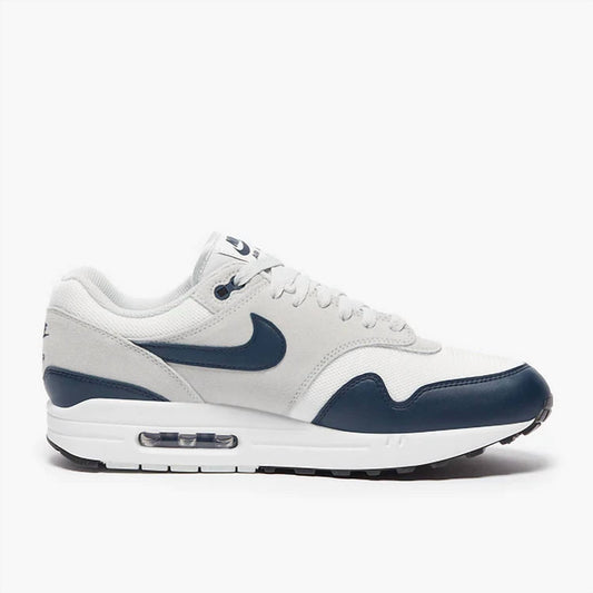 Men's Air Max 1 Essential Trainer Shoes In Summit White/armory Navy/light Silver