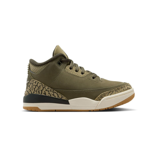 Pre School Jordan 3 Retro Medium Olive_Medium Olive/Sequoia-Neutral Olive-Sail