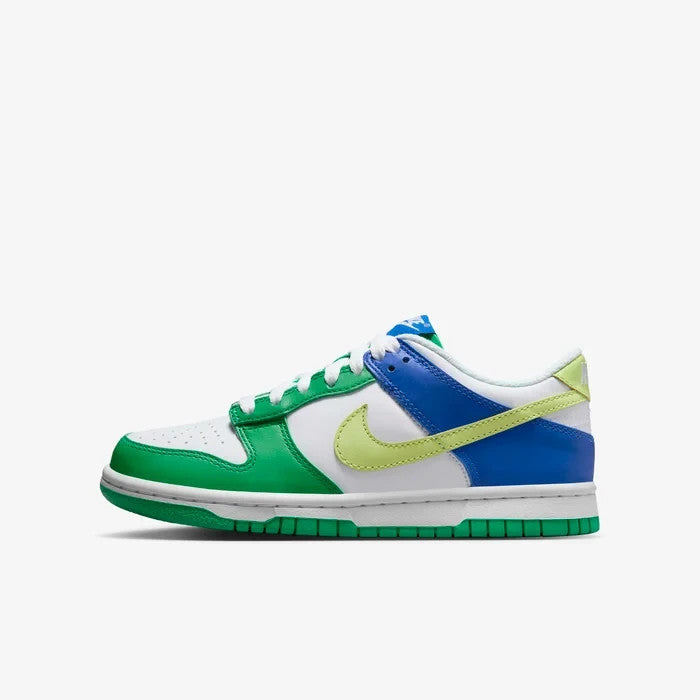 Nike Dunk Low FN6973-100 Sneaker Kids US  White Green Leather Lifestyle Shoes