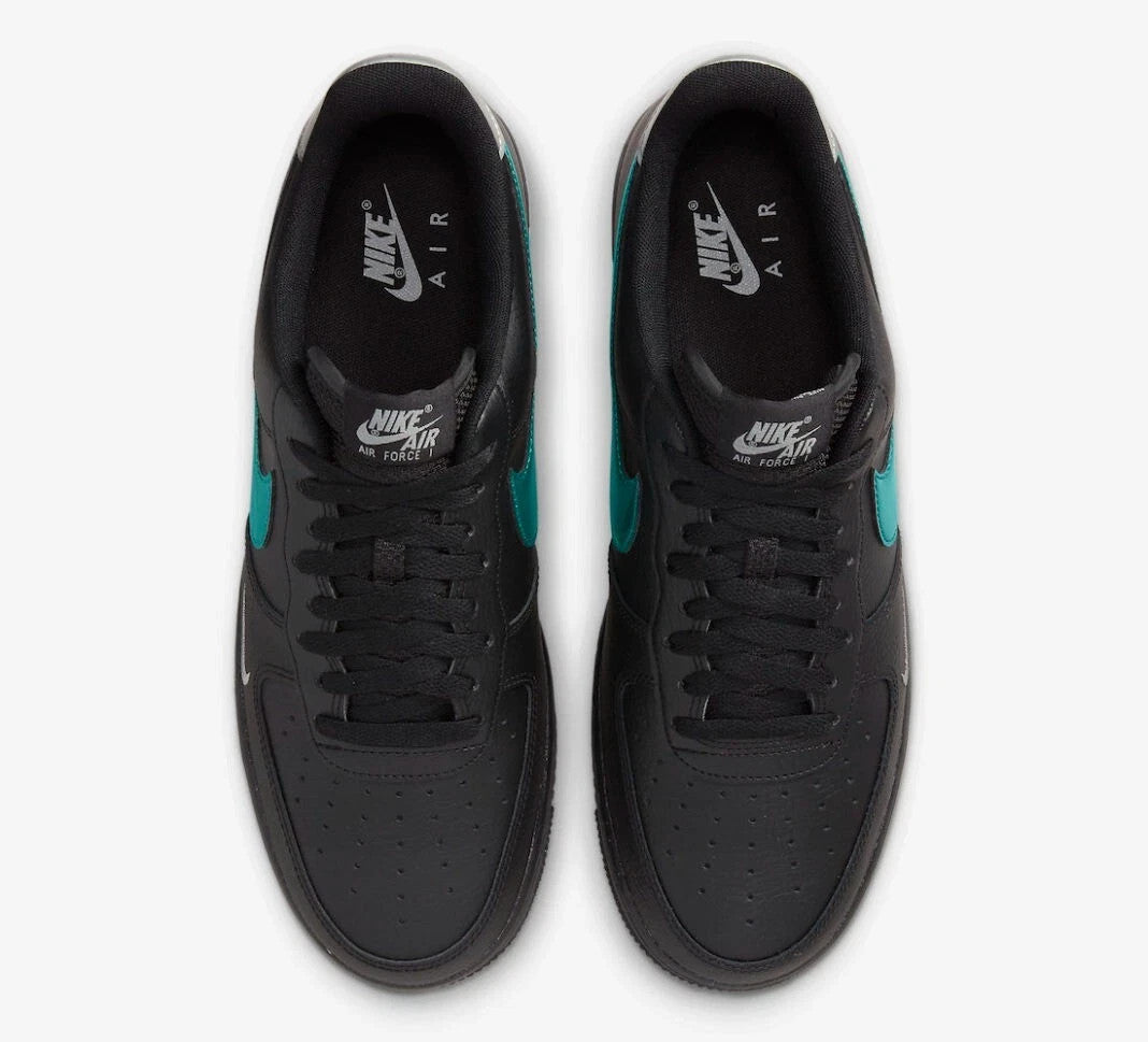 Men's Nike Air Force 1 '07 FD0654-001 Sneakers Black Blue Leather Lifestyle Shoes