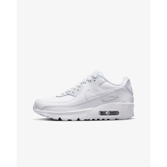 Grade-School Nike Air Max 90 LTR White/White-Metallic Silver CD6864-100
