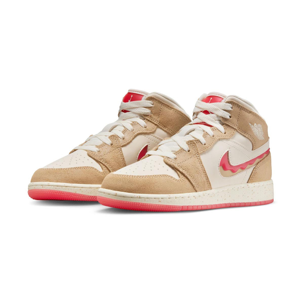 Kids Air Jordan 1 Mid SE 'Peanut Butter & Jelly' Big ' Shoes