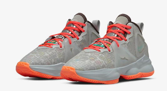 Lebron 19 Sneakers (Little Kid) in Grey Fog-Roma Green