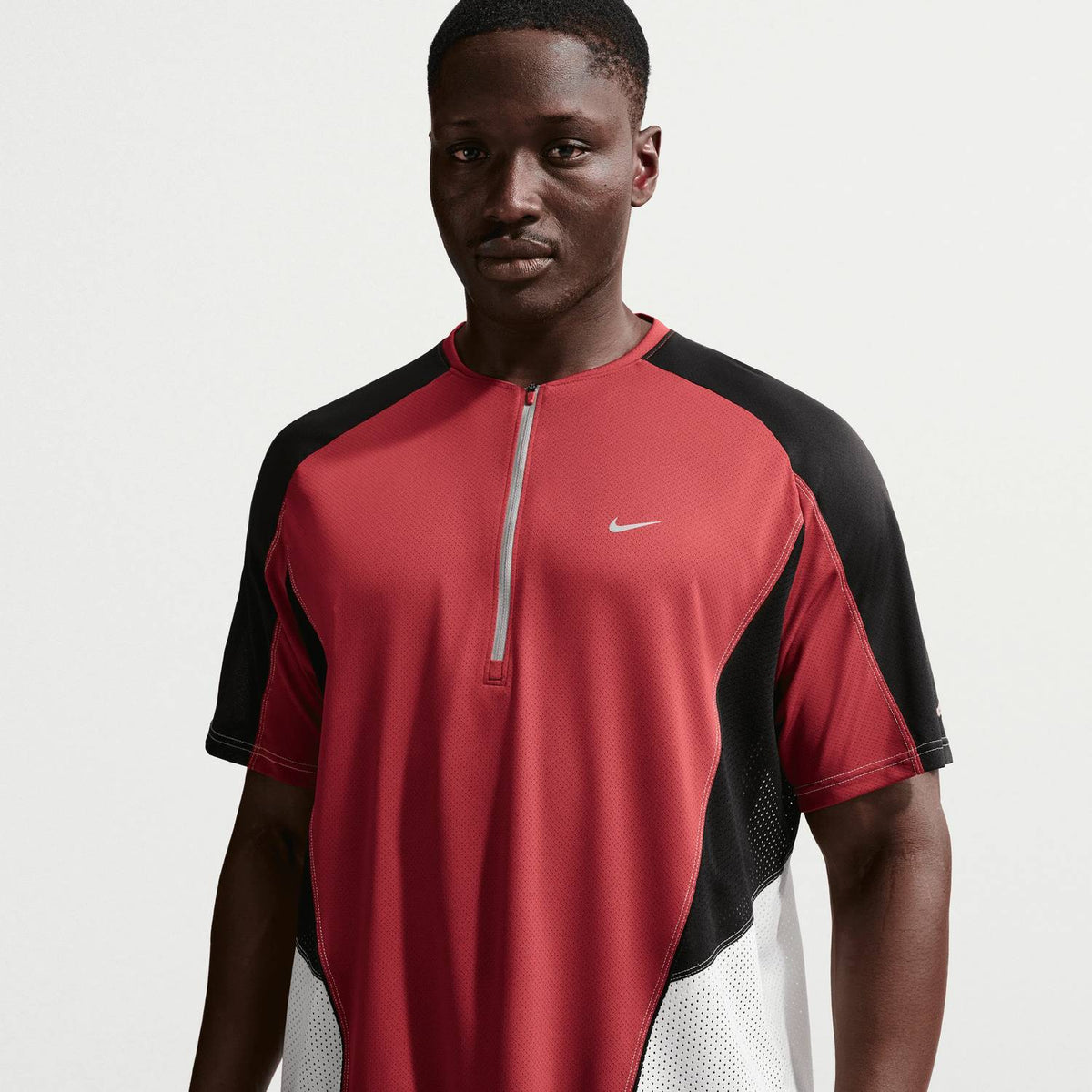 Retro Dri Fit Half Zip Running Top In Crimson/black