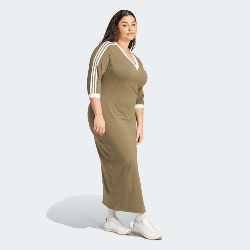 Women's adidas Adicolor Classics 3-Stripes V-Neck Maxi Dress (Plus Size)
