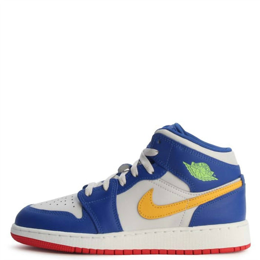 Boy's Leather Mid Shoe In Racer Blue