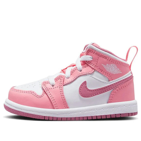 Toddler Air Jordan 1 Mid DQ8425-616 Sneakers s Coral Leather Lifestyle Shoes