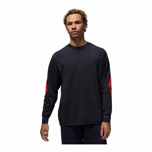 MENS JORDAN RARE AIR LONG SLEEVE T SHIRT_BLACK/CHILE RED