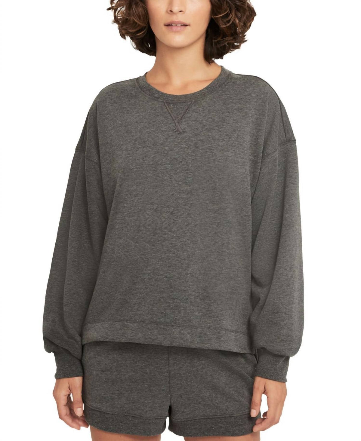 Activewear Yoga French Terry Sweatshirt In Black Heather