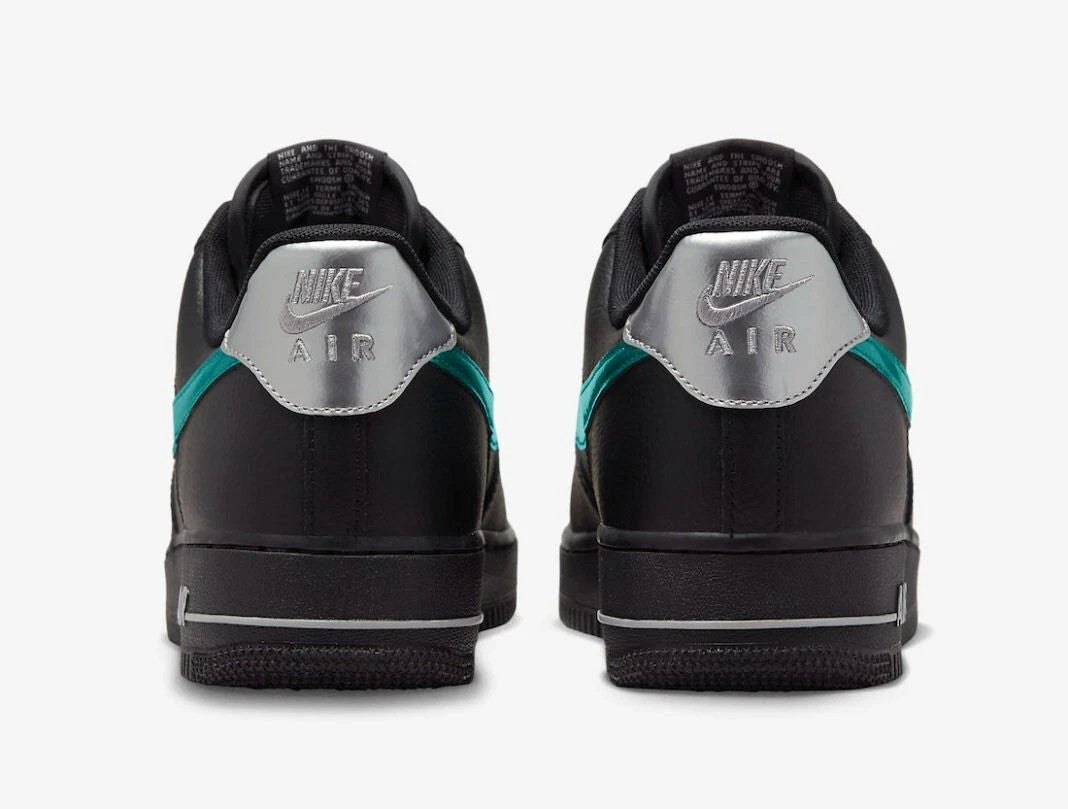 Men's Nike Air Force 1 '07 FD0654-001 Sneakers Black Blue Leather Lifestyle Shoes
