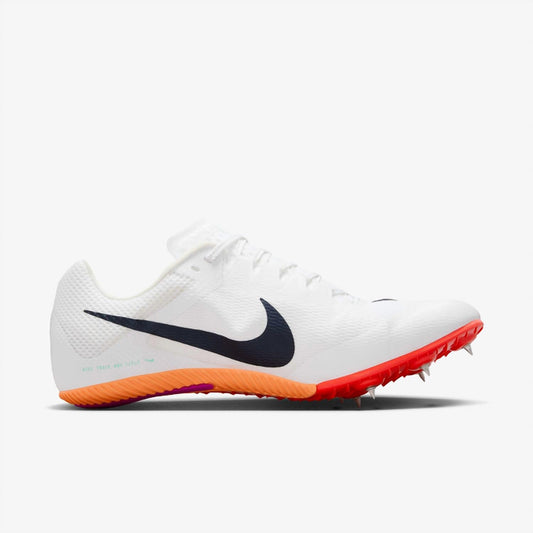 Unisex Zoom Rival Sprint Running Shoes In White/bright Crimson/hyper Turquoise/obsidian