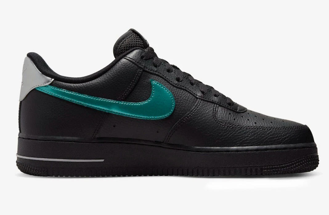 Men's Nike Air Force 1 '07 FD0654-001 Sneakers Black Blue Leather Lifestyle Shoes