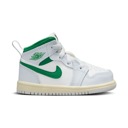 Toddler Jordan 1 Mid 'Summit White Pure Platinum Sail Pine Green' Shoes