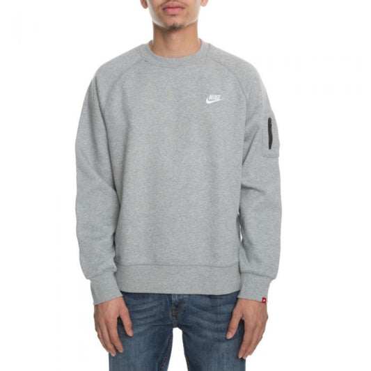 Men's Nike AW77 Fleece Crew Sweatshirt Grey/White 598701-063