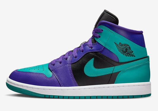 Women's Air Jordan 1 Mid BQ6472-502 Sneaker Black Grape Lifestyle Shoes