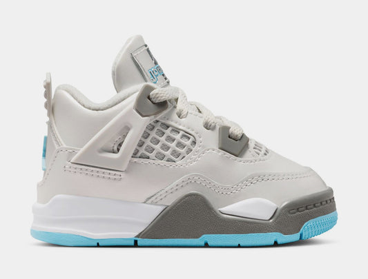 Toddler Jordan 4 Retro_Photon Dust/Blue Chill-Flat Pewter-White