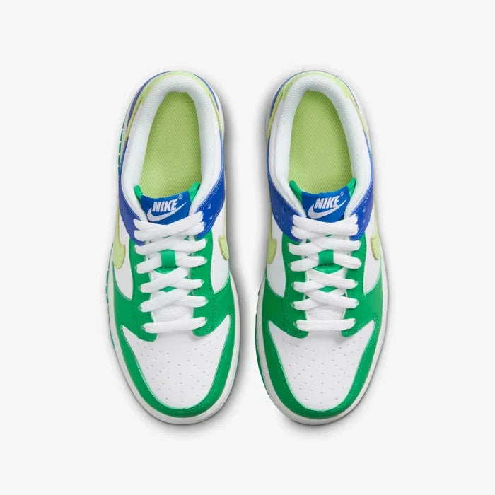 Nike Dunk Low FN6973-100 Sneaker Kids US  White Green Leather Lifestyle Shoes