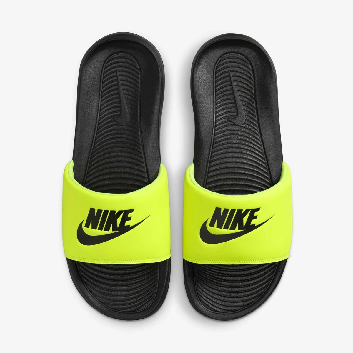 Nike Victori One CN9675-015 Sandals Men's Black Volt Swoosh Slip On Slides