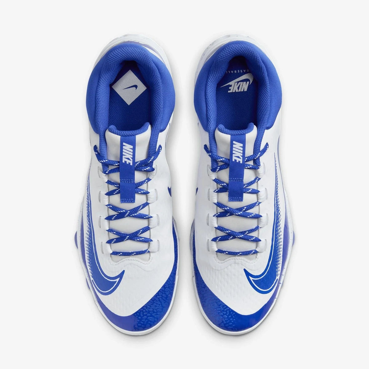 Nike Alpha Huarache EliteLow MCS Men's White Royal Baseball Cleats HAM784