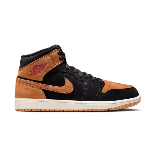 Men's AIR JORDAN 1 MID SE_BLACK/FLAX-VARSITY RED-SAIL